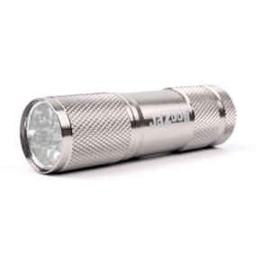 Super Bright 9 LED Mini Small Aluminium Metal Torch Flashlight Pocket Light - Silver