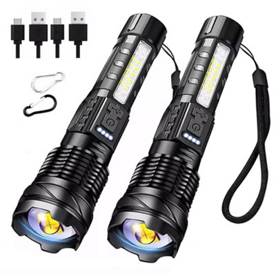 Super Bright Flashlight LED Powerful Rechargeable Torch Zoomable