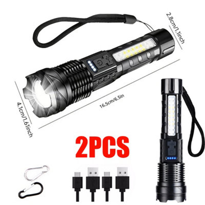Super Bright Flashlight LED Powerful Rechargeable Torch Zoomable