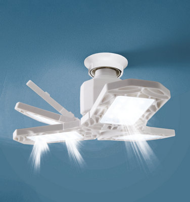 Lampe LED Garage B22 60W Super Lumineuse – 6800 Lumens Blanc Chaud 3000K, 4 Panneaux Orientables, Éclairage Puissant Pour Garage, Atelier, Sous-sol, Entrepôt