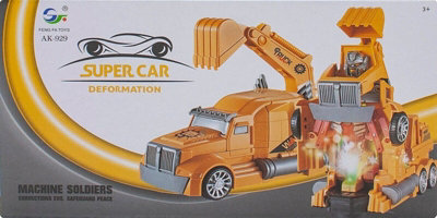 Super Car Truck Deformation Lights Up Action Figure Toy Boys Fun Kids Xmas Gift