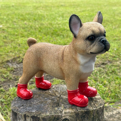 Super cute French Bulldog in bright Red Wellington Boots ornament great novelty Frenchie Dog lover gift