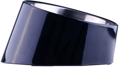 SUPER DESIGN Slanted Dog Bowl Water / Food Mess Free Tilted Angle Black Medium 300ML