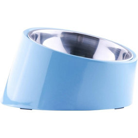 SUPER DESIGN Slanted Dog Bowl Water / Food Mess Free Tilted Angle Blue S 150ML