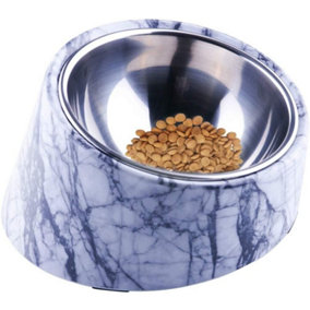 SUPER DESIGN Slanted Dog Bowl Water / Food Mess Free Tilted Angle marble Pattern Small 150Ml