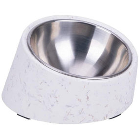 SUPER DESIGN Slanted Dog Bowl Water / Food Mess Free Tilted Angle Straw Pattern Large 600Ml