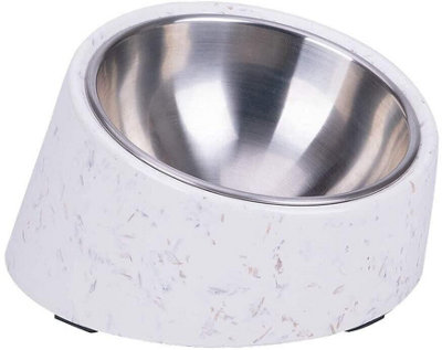SUPER DESIGN Slanted Dog Bowl Water / Food Mess Free Tilted Angle Straw Pattern Small 150Ml