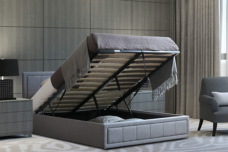 Super King Grey Ottoman Storage Bed Frame Gas Lifting | DIY at B&Q