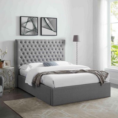 Super King Grey Ottoman Storage Bed Frame