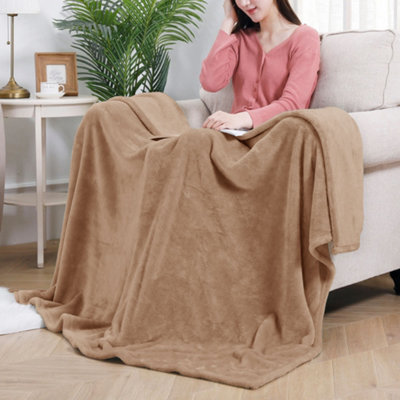 Super King Size Fleece Blanket Soft Luxury Bed Throw Sofa Mink