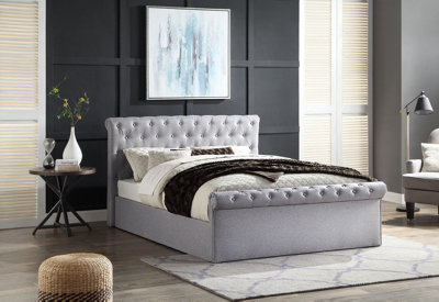 Upholstered gray store king bed