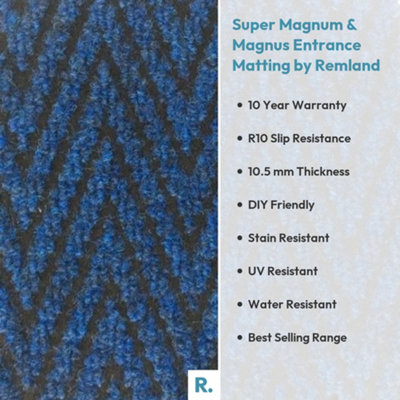 Super Magnum & Magnus Entrance Matting by Remland (Chevron Blue & Black, 7m x 2m)