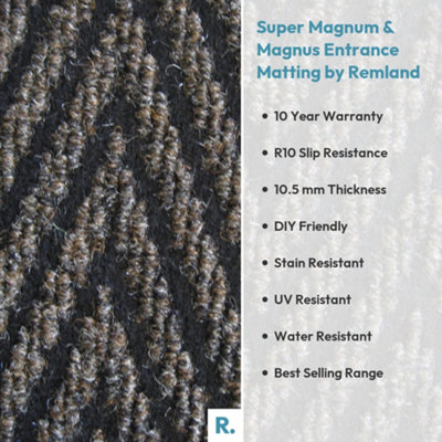 Super Magnum & Magnus Entrance Matting by Remland (Chevron Brown & Black, 9.00 m x 2.00 m)