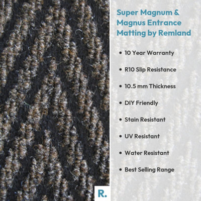 Super Magnum & Magnus Entrance Matting by Remland (Chevron Brown & Black, 9m x 2m)