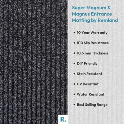 Super Magnum & Magnus Entrance Matting by Remland (Ribbed Anthracite, 15.00 m x 2.00 m)