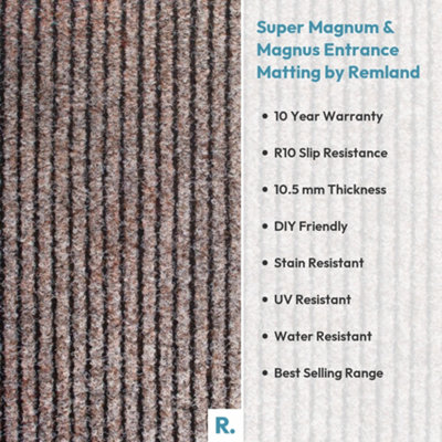 Super Magnum & Magnus Entrance Matting by Remland (Ribbed Beige & Black, 15.00 m x 2.00 m)