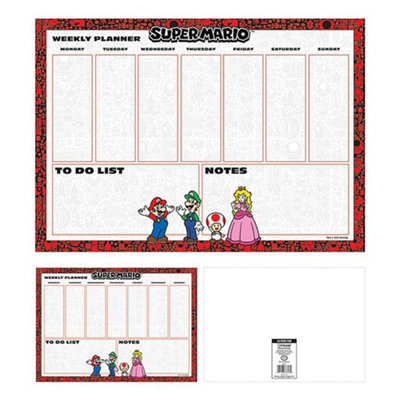 Super Mario Characters A4 Desk Pad White/Red/Black (One Size)