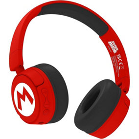 Super Mario Childrens/Kids Logo Wireless Headphones Red/Black/White (One Size)