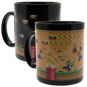 Super Mario Official Heat Changing Mug Black/Yellow (One Size)