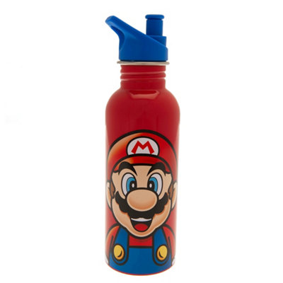 Super Mario Stainless Steel Water Bottle Red/Blue (One Size)