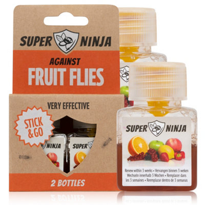 Super Ninja Fruit Fly Killer - 2 Pack - Environmentally Responsible Highly Effective Ecological Traps Indoor - User Friendly