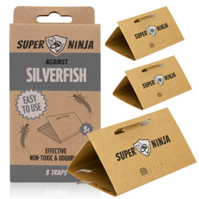 Super Ninja Silverfish Trap - 3 Pack - Ecological Silverfish Killer - Non-Toxic and Easy-to-Use - Highly Effective Up to 3 Months