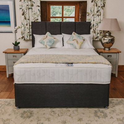 Super Paris Orthopaedic Backcare Sprung Divan Bed Set 4FT Small Double 2 Drawers Side - Naples Slate