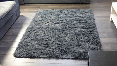 Super Soft Anti-Slip Shaggy Rug Grey Charcoal 120 x 170cm - 4