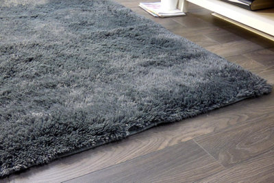 Super Soft Anti-Slip Shaggy Rug Grey Charcoal 120 x 170cm - 5