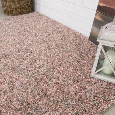 Super Soft Blush Pink Grey Mottled Shaggy Area Rug 80x150cm