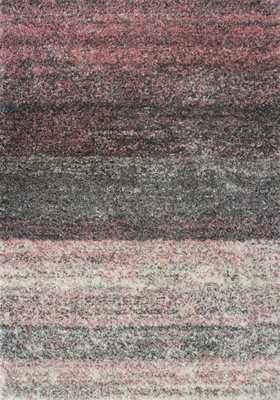 Super Soft Blush Pink Grey Mottled Striped Shaggy Area Rug 120x170cm