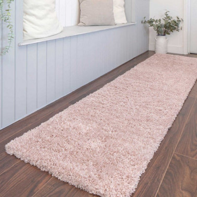 Super Soft Blush Pink Shaggy Runner Rug 60x240cm