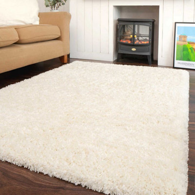 Super Soft Cream Shaggy Area Rug 60x110cm