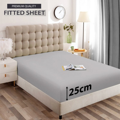 Super Soft Fitted bedsheet 25CM Extra Deep Bedroom Fitted Sheet Single Double S. King Sizes