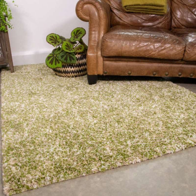 Super Soft Green Beige Mottled Shaggy Area Rug 120x170cm