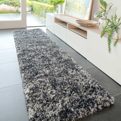 Super Soft Mottled Tonal Slate Grey Shaggy Runner Rug 60x240cm DIY at B&Q