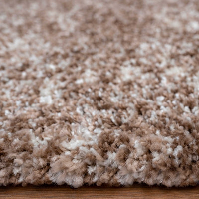 Super Soft Natural Beige Mottled Shaggy Area Rug 80x150cm