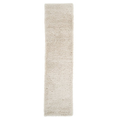 Super Soft Natural Ecru Shaggy Runner Rug 60x240cm