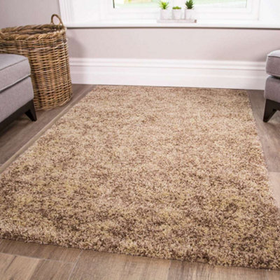 Super Soft Natural Taupe Mottled Shaggy Area Rug 200x290cm