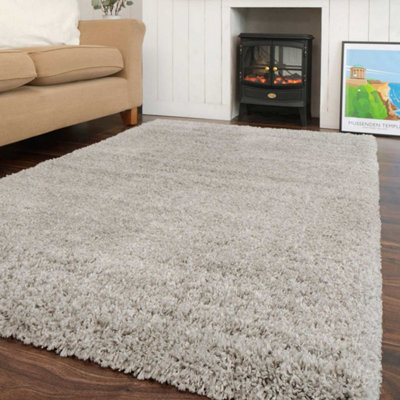 Super Soft Silver Shaggy Area Rug 120x170cm