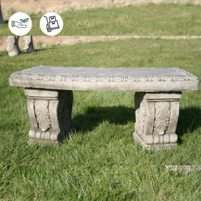 Superb Classic Stone Cast Garden Bench