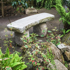 Superb Rustic Stone Carved Garden Bench