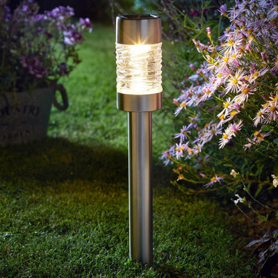 SuperBright LED Solar Stake Light MARTELLO (3 Pack) White Brushed ...
