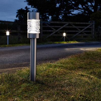 SuperBright LED Solar Stake Light MARTELLO (3 Pack) White Brushed ...
