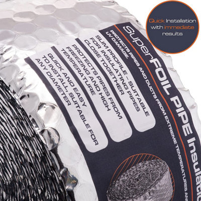 Superfoil Pipe Wrap Insulation Bubble Wrap Pipe & Duct Winter Protection 7.5M x 80mm - 5