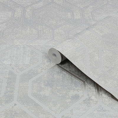 Superfresco Armature Geometric Grey / Silver Wallpaper