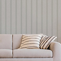 Superfresco Colours Linen Ticking Stripe Grey Wallpaper