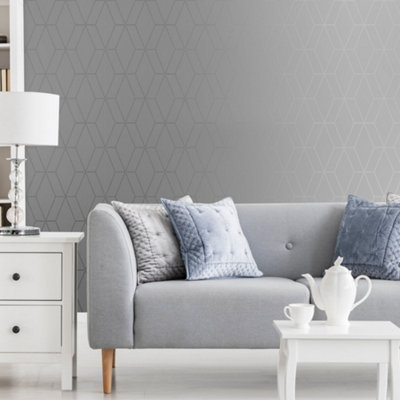 Superfresco DIAMOND GEO GREY / SILVER Wallpaper