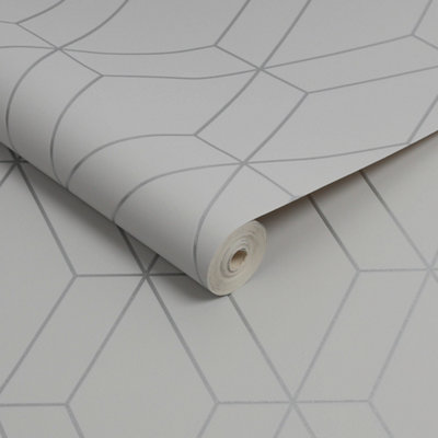 Superfresco Diamond Geometric Grey & Silver Wallpaper