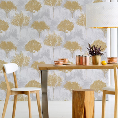 Superfresco Easy Birch Forest Mustard Wallpaper